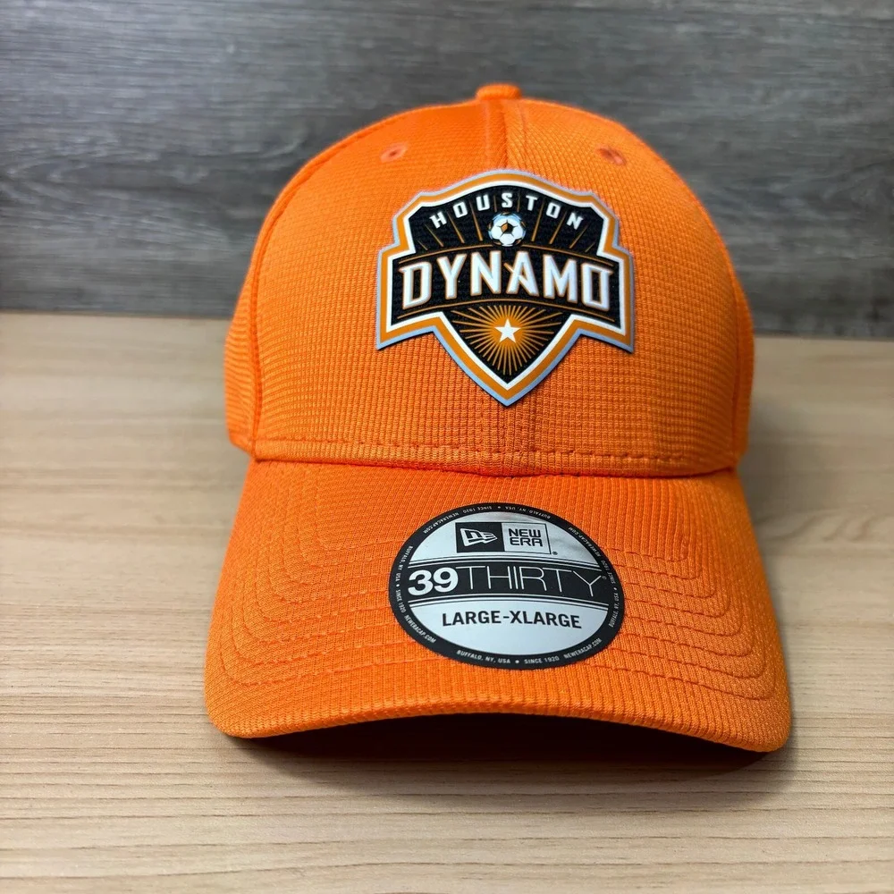 Houston Dynamo Hat Cap Fitted Size L-XL Orange Soccer MLS‎ New Era NWT
